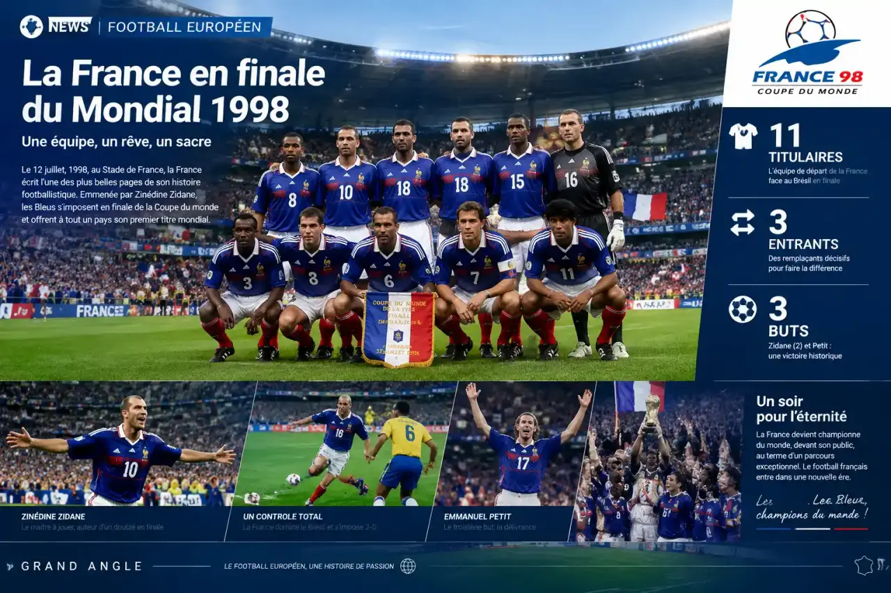 La France en finale du Mondial 1998 : 11 titulaires, 3 entrants et 3 buts