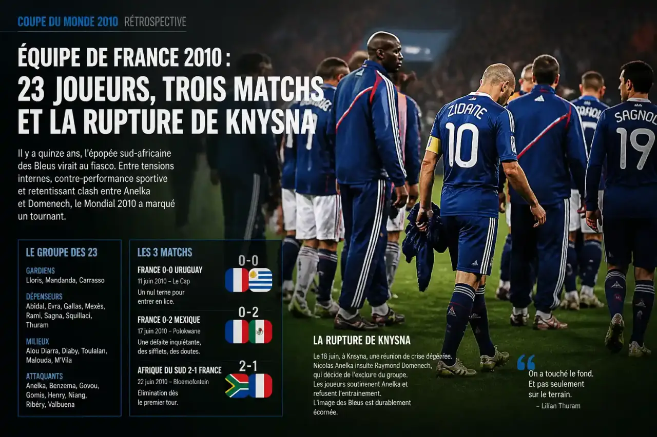 Équipe de France 2010 : 23 joueurs, trois matchs et la rupture de Knysna