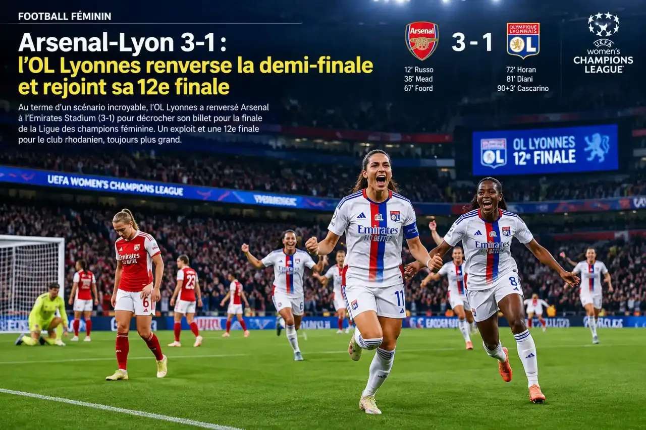 Football féminin, Arsenal-Lyon 3-1 : l’OL Lyonnes renverse la demi-finale et rejoint sa 12e finale