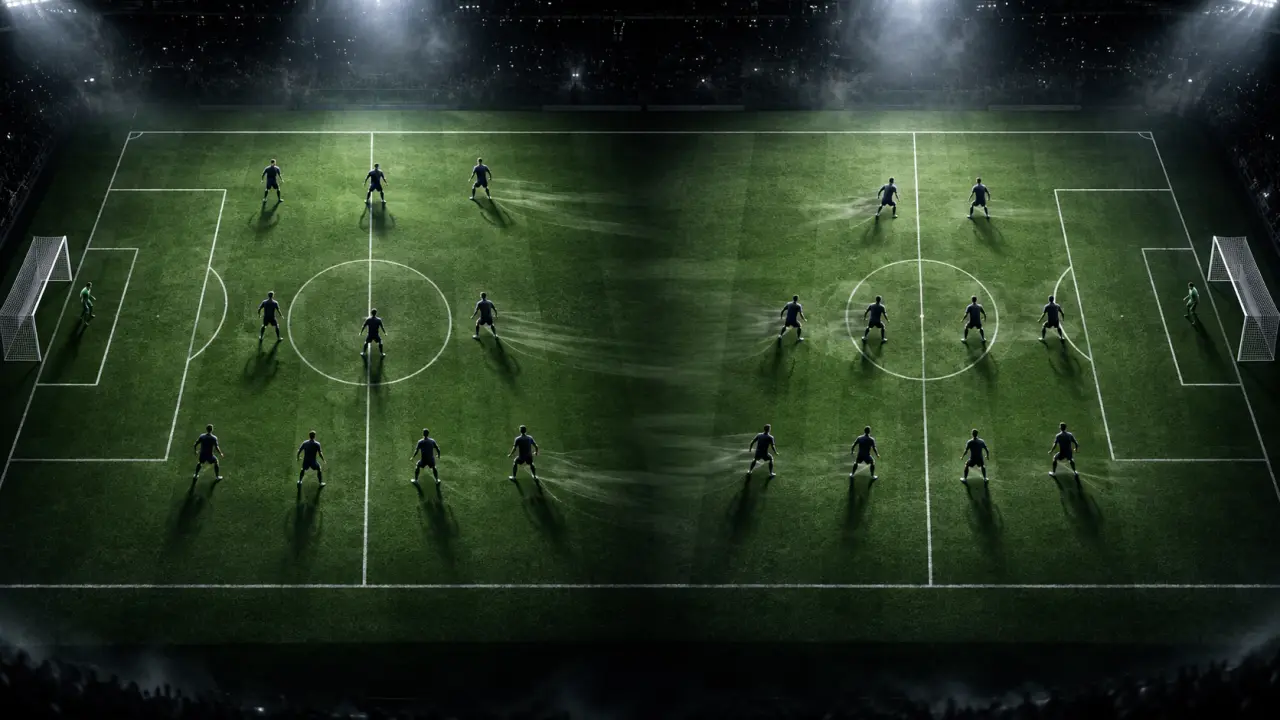 Équipe de football organisée en 4-4-2 pendant une phase de pressing